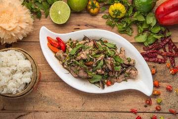 traditonal lao food  ( spicy koi pa )