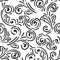 Vintage swirling pattern. Retro curling background.