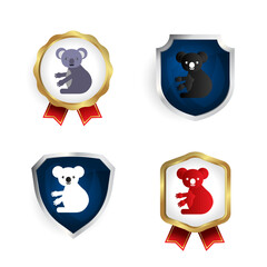 Abstract Flat Koala Animal Badge and Label Collection