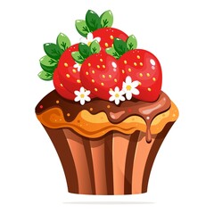 Artistic illustration of berry ice cream. Soft sweet, creamy.