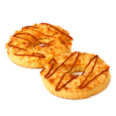 Sand ring with almonds on a white background