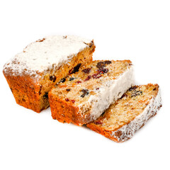 Cupcake with dried fruits and nuts on a white background