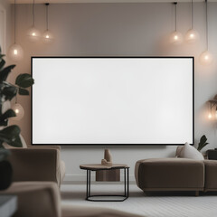 Mockup of a screen in a stylish Interieur, ai generative