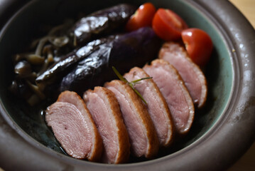 合鴨スモークの料理