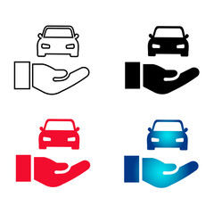 Obraz premium Abstract Hand Holding Car Silhouette Illustration
