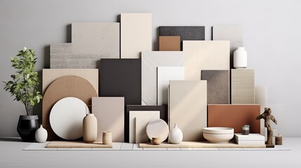 sample of construction or interior design material surface and colour catalog home improvement or renovation material design concept home interior sample of finishing,ai generate
