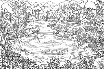 Hand drawn illustration of a landscape