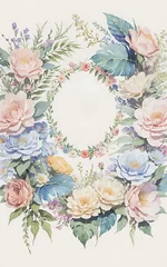 Rolgordijnen Flowers, leaves, watercolors, pastel, pretty sweet. For cards, advertisements. © mangolovemom