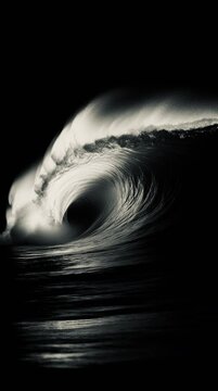 Ocean wave at night backlit - reworked generative AI