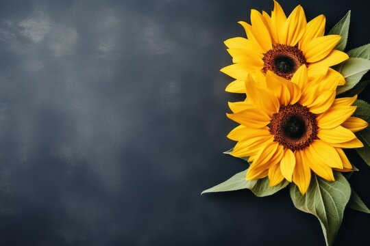 Beautiful sunflower on neutral colour background Generative AI.