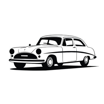 Black and white classic vintage car, logo vector illustration