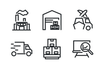 Set of line icons related to supply chain