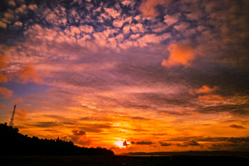 Cloudy sunset sky background