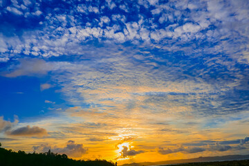 Cloudy sunset sky background
