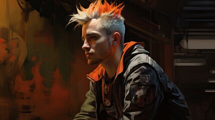 Obraz premium Young Punk Guy, Generative AI