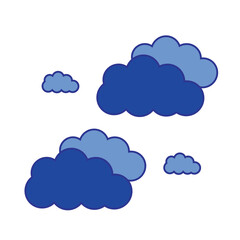 Cloud with retro color big and smal size with line