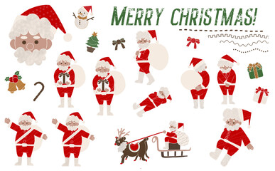 クリスマスのセットイラスト　クリスマスカラー