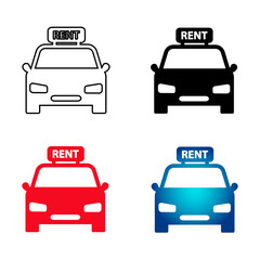 Abstract Rent a Car Silhouette Illustration