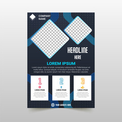 Abstract Stylish Blue Geometric Flyer Template With Squares