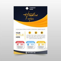 Abstract Vector Yellow and Blue Curved Flyer Template