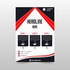 Elegance Red and Black Curved Abstract Business Flyer Template