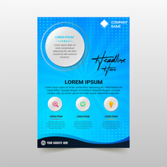 Elegant Vector Blue Comic Flyer Template With Dots