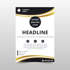 Modern Black and Gold Business Flyer Template With Curved Shapes