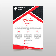 Modern Black and Red Business Flyer Template With Curved Shapes
