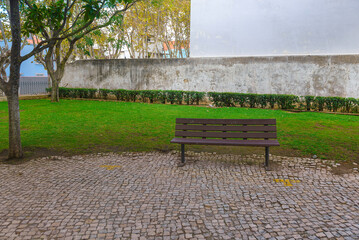 Park, dining tables, sand, trees