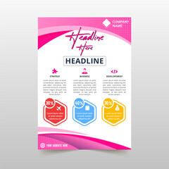 Modern Pink Business Flyer Template With Curved Shapes