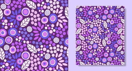 Seamless patterns, hand-drawn in floral style