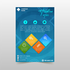Stylish Light Blue Gradient Business Flyer Template With Geometric Shapes