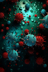 Fototapeta na wymiar coronavirus cell or covid-19 cell disease on green background