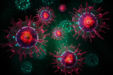 Background with viruses, 3D illustration of an organism.