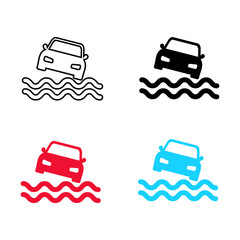 Abstract Car Falling Into Water Silhouette Illustration