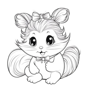 Cute Hamster experimenting with different hairstyles and hair accessories, white background model 8
