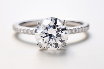 diamond ring for wedding placed on a white background