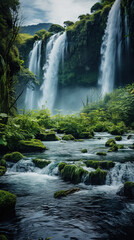 Obraz premium waterfall in the forest.Generative Ai