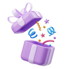 Purple Confetti Box 3D Icon