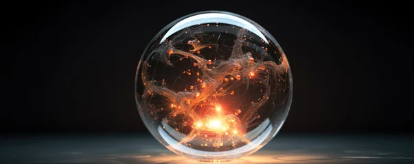 Fotobehang Artificial translucent sphere from glass. Inteligence technology  age. © Michal