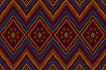 Cross stitch colorful geometric traditional ethnic pattern Ikat seamless pattern abstract design for fabric print cloth dress carpet curtains and sarong Aztec African Indian Indonesian 