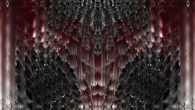 Transposing dark foil grid with red tint on black, metallic texture seamless VJ loo