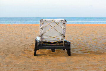 Sunbeds, Beach loungers, Relaxation, Beachside, Umbrellas, one sunbed