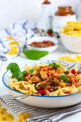 Italian pasta with vegetables.