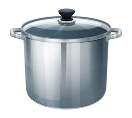 Stock pot vector isolated on white background. Pan pot kitchenware cartoon illustration