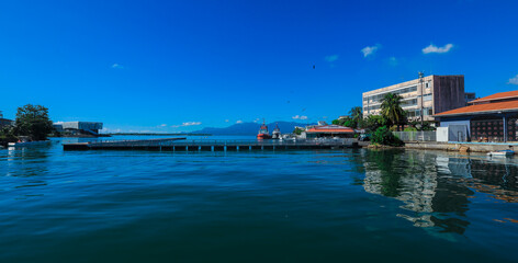Obraz premium City Port in the Pointe-à-Pitre with Blue Water on Guadeloupe, Caribbean islands