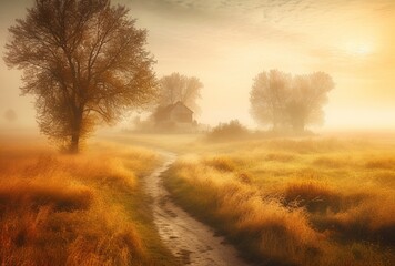 fog in the autumn field