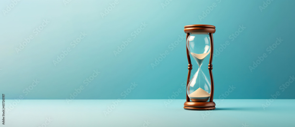 Wall mural An hourglass isolated on light blue background.