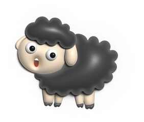3D black  sheep cartoon 