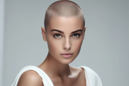 Fashionable female with buzz cut hairstyle
